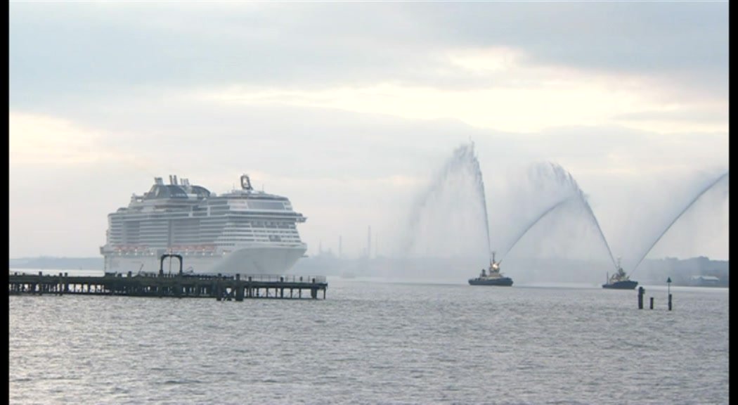 MSC Bellissima arrives in #Southampton, the largest vessel to be named in the port @PortofSoton