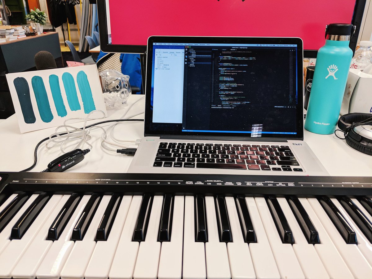 raisaveuc's tweet image. Yesterday I led an #a11y workshop in the space that hosts my fave project. From prototyping flying 💩 to testing songs via #webMIDI API to defining hardware &amp;amp; a11y requirements.

What a treat for clients to experience the Magical Piano during the breaks of web a11y talks! 🧙‍♂️🎹