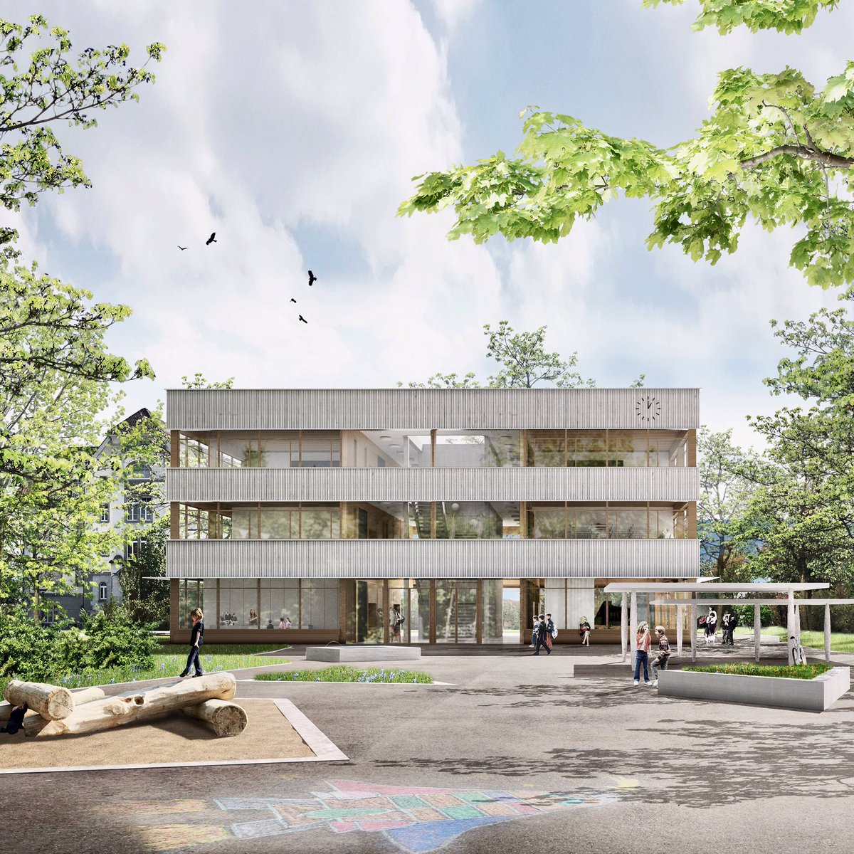 LukasRaeber's tweet photo. Lukas Raeber Architekten gewinnen den Wettbewerb für den Schulcampus Bogenacker-Tannenbühl in Dürnten ZH. Mehr dazu unter https://t.co/ciScaU3yH6 https://t.co/EjldpY6TxU