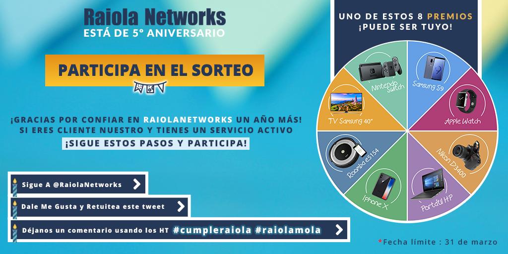 Celebramos #cumpleraiola con un #sorteo muy 🔝😍
🔹Síguenos
🔹Dale mucho ❤️y haz RT
🔹Comenta usando los HT #raiolamola  #cumpleraiola
Un único ganador/a y todo un mes para participar🙌🏽
🍀SUERTE A TOD@S🍀
Y si aún no eres cliente, ¡fíjate en el hilo y aprovecha los #descuentos!☺️
