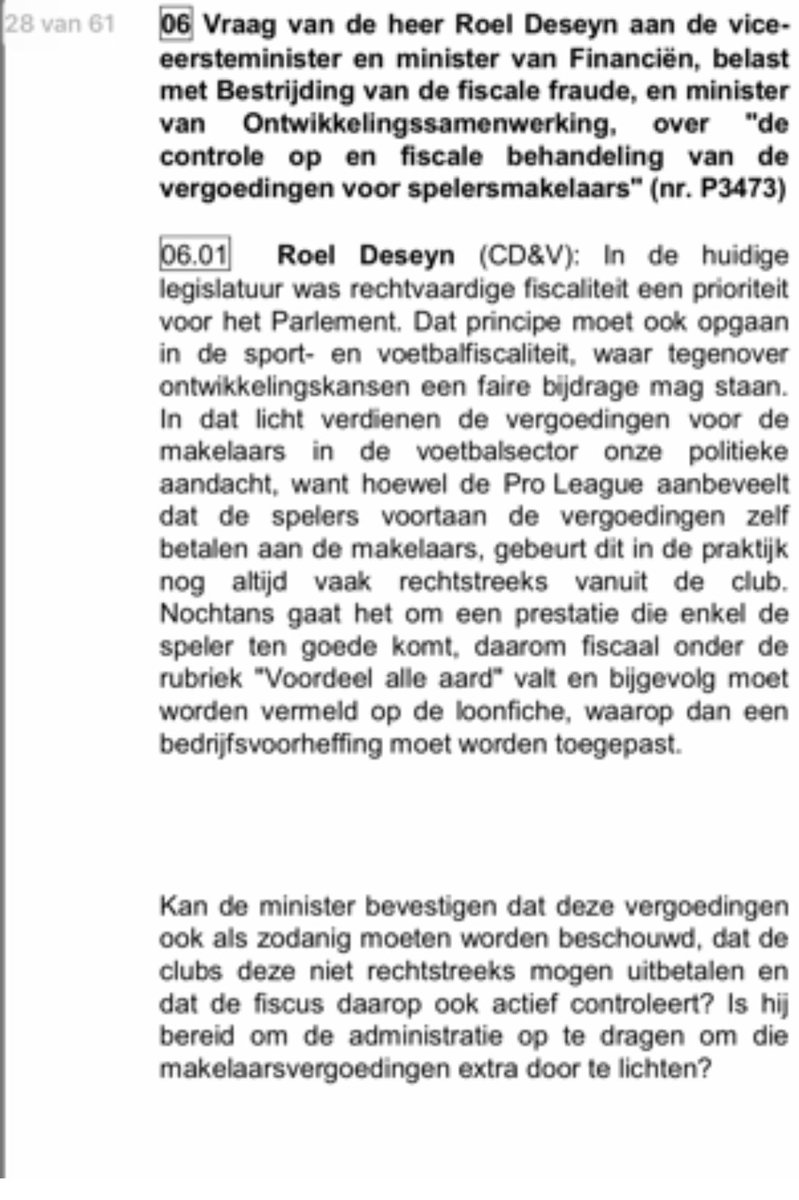 Welke voetbalclubs zouden deze makelaarsvergoedingen hebben opgenomen op een fiche? Welke spelers zouden deze vergoedingen hebben vermeld in hun aangifte? #geheimecommissielonenaanslag #zeergekendeproblematiek voor ⁦<a href="/DBuylaert/">Daan Buylaert</a>⁩