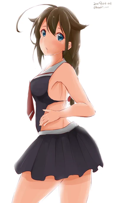 時雨水着mode#艦これ版深夜の真剣お絵描き60分一本勝負#艦これ版真剣お絵描き60分一本勝負_20190301 