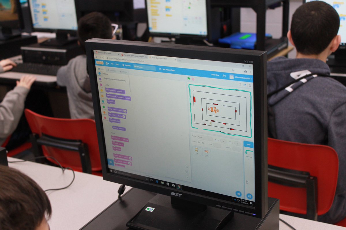 TowneTech's tweet photo. For #digitallearningday2019 my 6th graders programmed their own maze game using #SCRATCH coding program. My 7th grades used #Minecraft to recreate famous architectural structures around the world. #dlday #obproud #edTechOB #futurereadyNJ @TechDir_Moran @Dr_ScottCascone https://t.co/RK0gx9J8AF