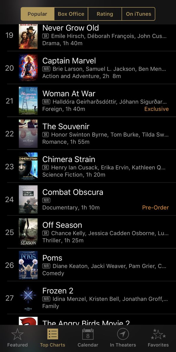 Trailer Ranked #23 Most Popular on Apple Trailers! Every click and every play counts. Thanks for supporting #chimerastrain ⁦<a href="/chimerathemovie/">Chimera</a>⁩ ⁦<a href="/hicusick/">Elon Musk</a>⁩ ⁦<a href="/AmazonEve/">Amazon Eve - Let Them Hate Provided They Fear 🇺🇸</a>⁩ ⁦<a href="/sitaram_jay/">Jay Sitaram</a>⁩ ⁦<a href="/QsurfQuinlan/">KathleenQuinlan4reeL</a>⁩ ⁦<a href="/KarishmaAhluwal/">Karishma Ahluwalia</a>⁩