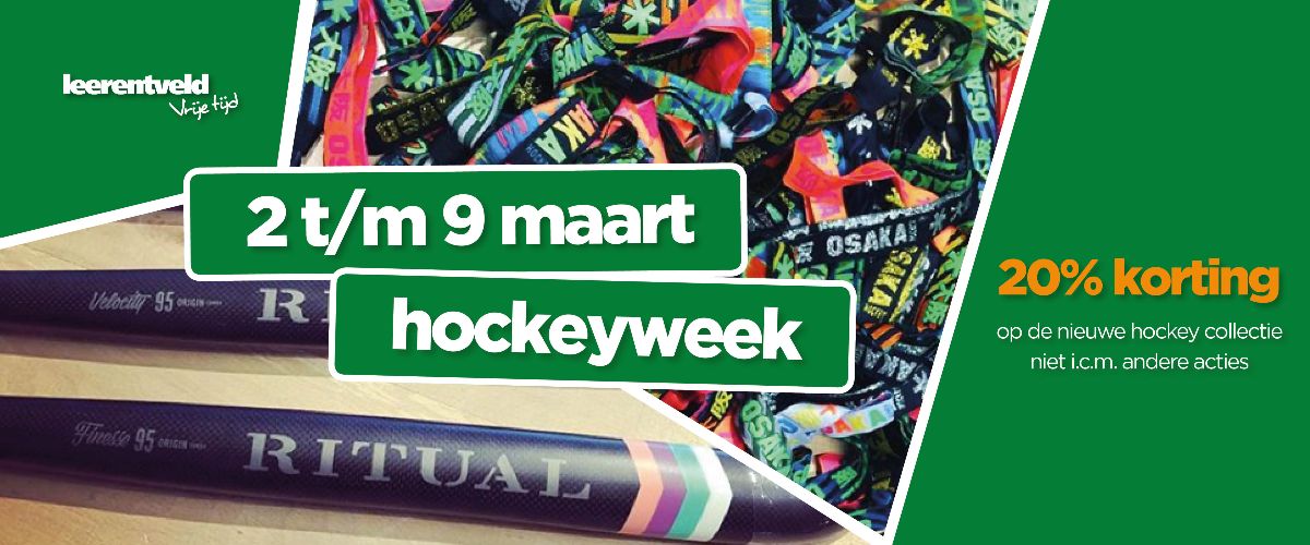 Hockeyweek 2-9 maart 20% korting. Koopzondag 3 maart geopend van 13.00-17.00 uur - mailchi.mp/leerentveldvri…