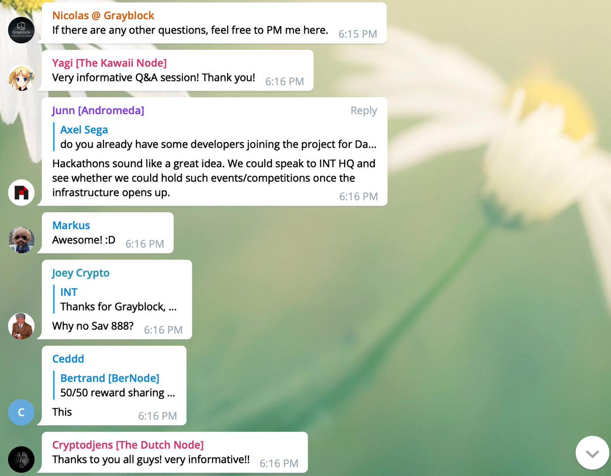INTCHAIN's tweet photo. Thank you all community members for attending the first Panel Discussion with Candidate Nodes.
It's great to have you discuss and make contribution to our community!
Empower community, light the future.😀#INTChain #IoT #NodePlan https://t.co/6KKyGdYAo1