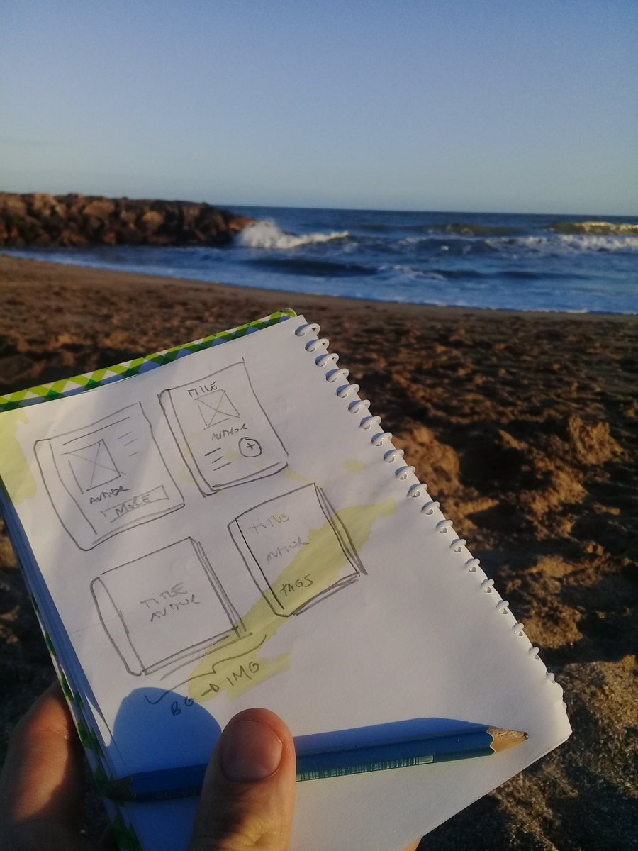 wbkpablo's tweet image. R2 D11 #100daysofcode fall asleep again, so... late post. Dealt with invalid search queries and doodled some posible layouts for the book card component
#CodeNewbie #beachcoding