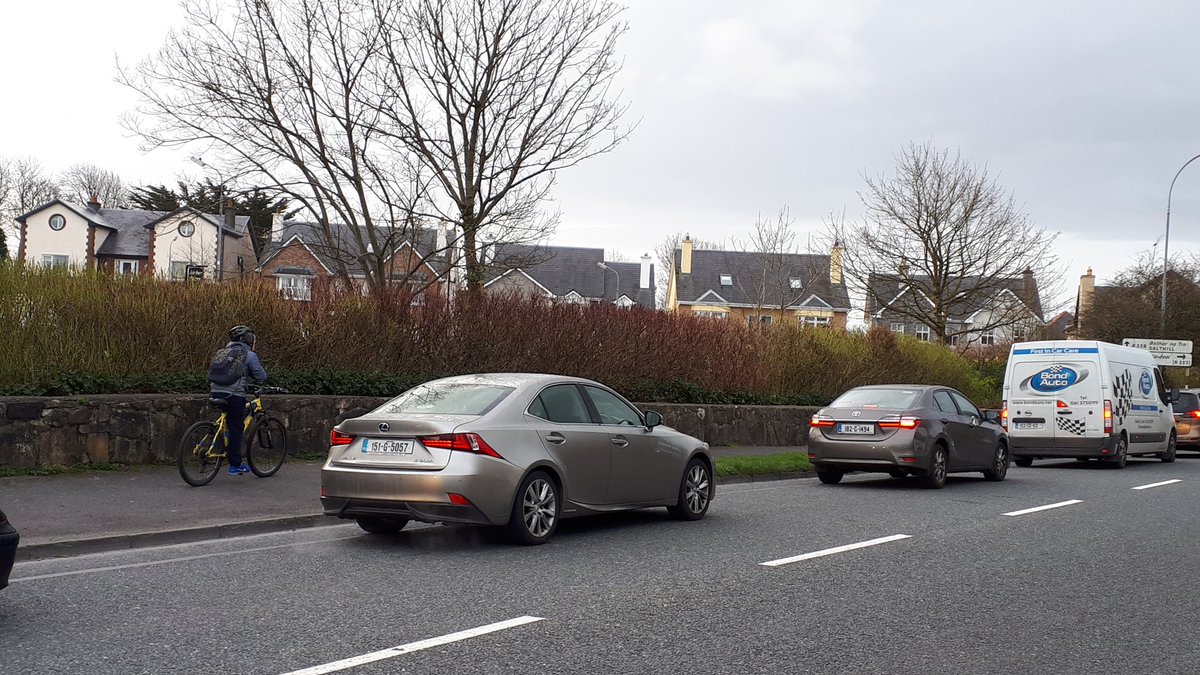 Children and adults travelling by bike are forced to adapt to motor traffic in whatever way they can. Which mode of transport is wasting space? Which one is polluting the air? Which one is adding to  #ClimateBreakdown? And which one is  @TFIupdates prioritising,  @dermotog?