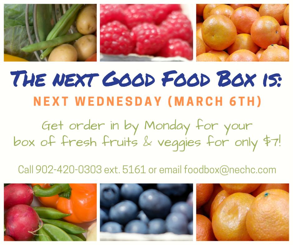 NorthEndCHC's tweet photo. Make sure to get your order in for next Wednesday's Good Food Box! #NECHC #goodfood https://t.co/UVzO84aS24