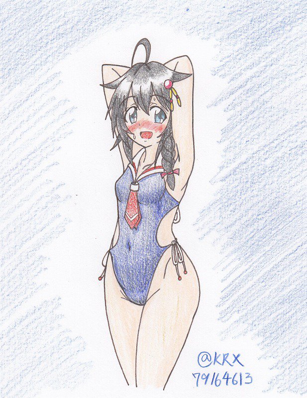 #艦これ版深夜の真剣お絵描き60分一本勝負
#艦これ版真剣お絵描き60分一本勝負_20190301
#時雨
一目で危ない水着だと
見抜いたよ 