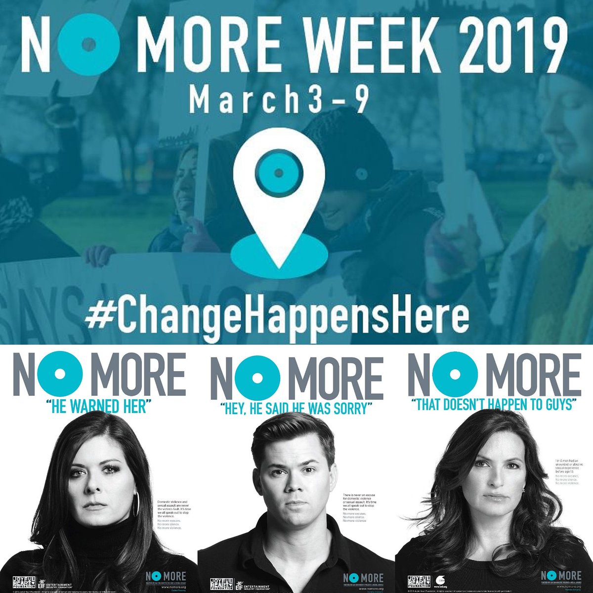NWCAVE's tweet photo. During NO MORE Week 2019, #ChangeHappensHere. Join us for our #NoMoreSummit on March 8th - Register today: https://t.co/jNMmKXXpKa #EndTheBacklog #IAMEVIDENCE #NoMoreExcuses #NoMoreWeek #NWCAVE #MeToo #TimesUp #StopTheViolence #WASaysNoMore #IWD #IWD2019 https://t.co/v5bz2RHK1w