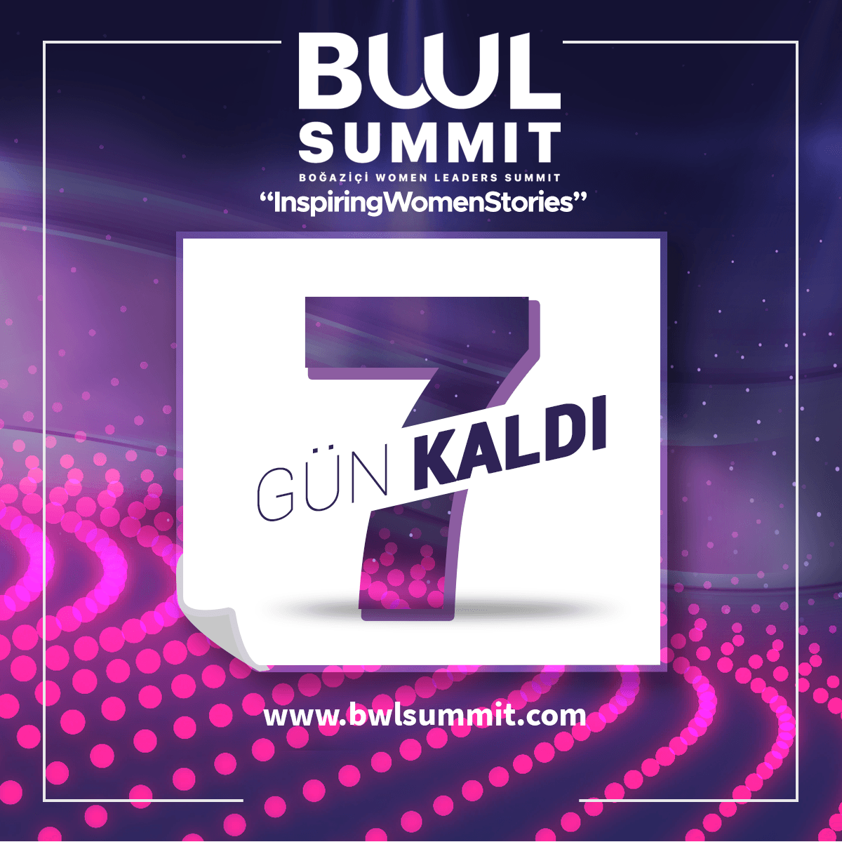 Bu yıl 2.si  "İlham Veren Hikayeler" temasıyla gerçekleşecek olan Boğaziçi Women Leaders Summit'e 7 gün kaldı.Program için 2019.bwlsummit.com  web sitemizi ziyaret edebilirsiniz. #ilhamverenhikayeler