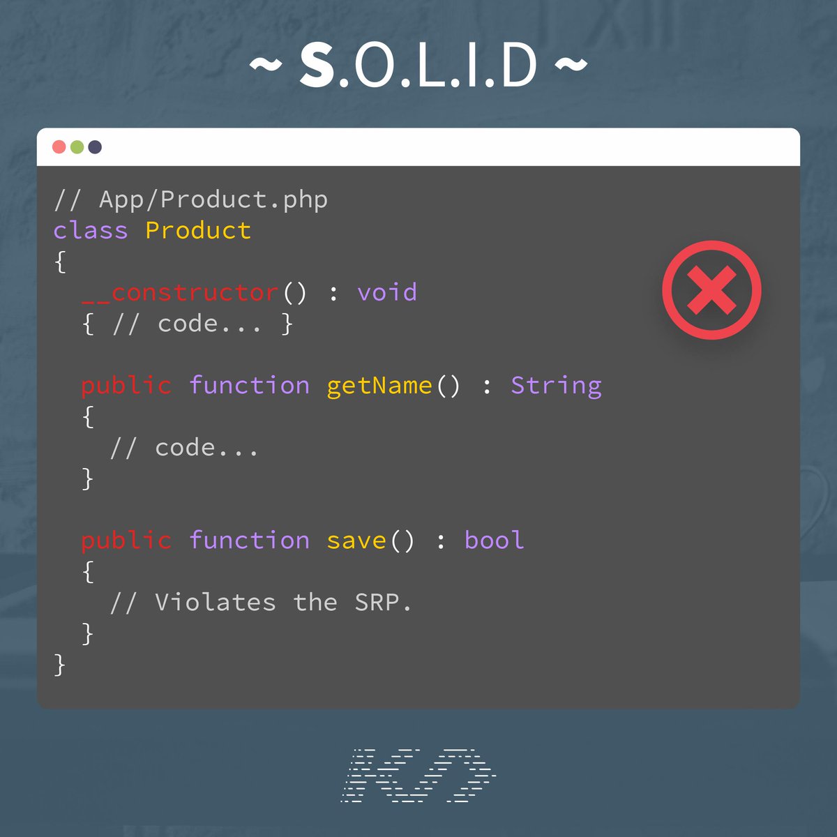 kualitycode's tweet image. Escribamos buen código.
La "S" en el acrónimo "SOLID" refiere a "Single Responsibility Principle" (SRP), o "Principio de Responsabilidad Única".
#cursos #tutoriales #tips #php #code #buenaspracticas #solid #srp #dev #desarrollo #developer #laravel #symfony #programacion #linux