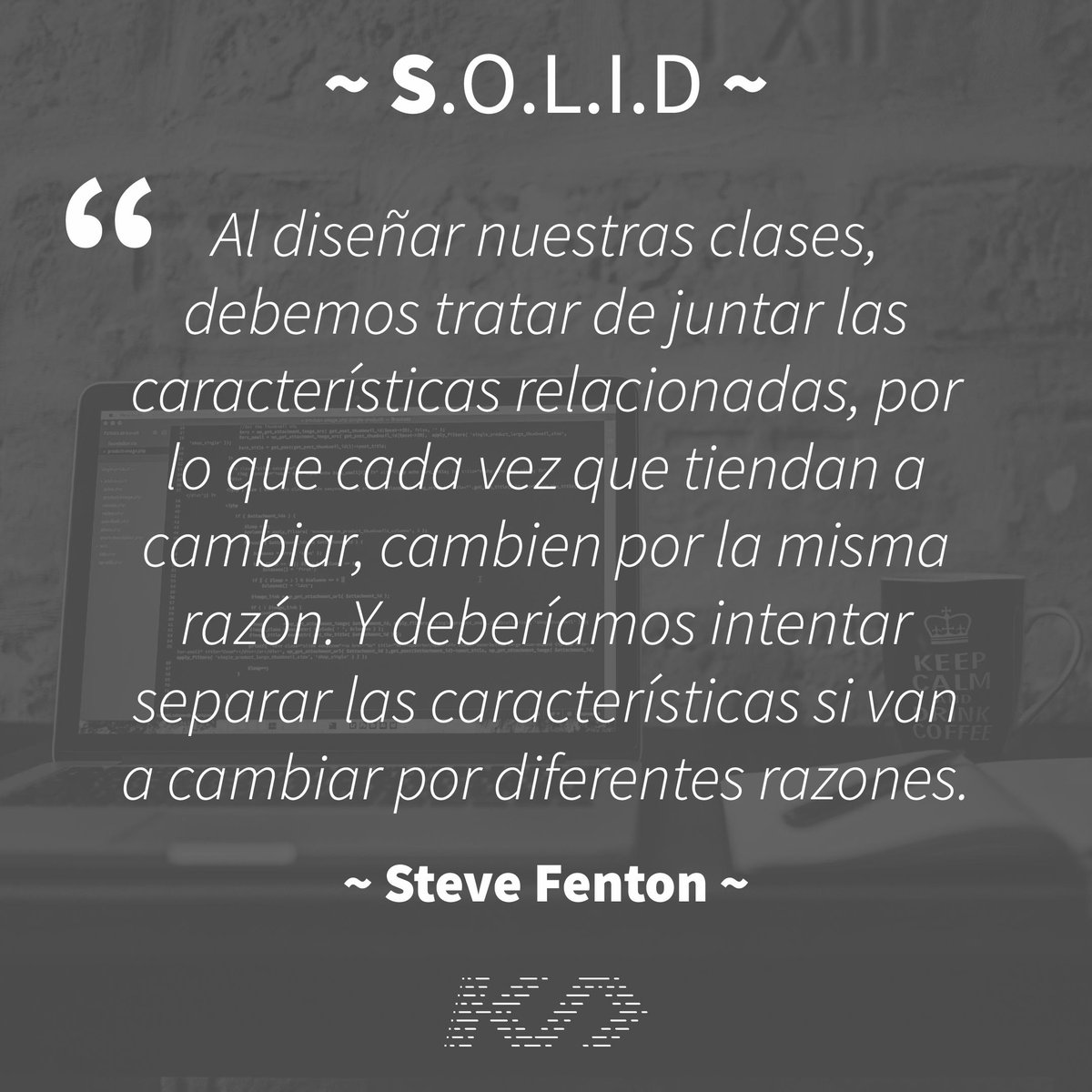 kualitycode's tweet image. Escribamos buen código.
La "S" en el acrónimo "SOLID" refiere a "Single Responsibility Principle" (SRP), o "Principio de Responsabilidad Única".
#cursos #tutoriales #tips #php #code #buenaspracticas #solid #srp #dev #desarrollo #developer #laravel #symfony #programacion #linux