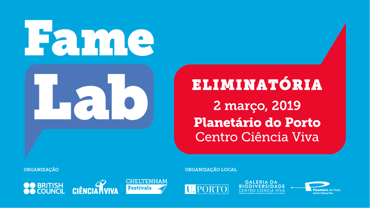 PlanetarioPorto's tweet image. A final regional do Porto do #FameLab #Portugal é já amanhã, no auditório do @PlanetarioPorto pelas 15h00.

Apareçam para ver o "ídolos" da comunicação de ciência. 
Entrada livre.