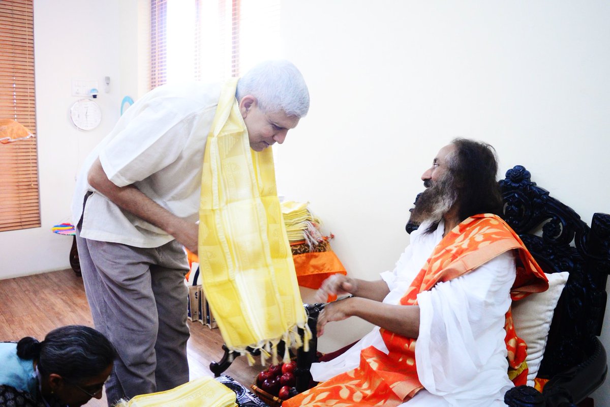 aol_laos's tweet photo. H.E. Mr. Ravi Shankar Aisola , Indian Ambassador to #LaoPDR taking #blessing from #Gurudev @SriSri ji at @ArtofLiving #International #Centre in #Bangalore , #India @BangaloreAshram.  #Laos #coordinator @heeruaol ji n Dr. Sharika ji ( @charuandguru ) accompanying him. https://t.co/6zWGLYVGef