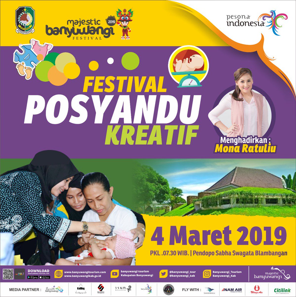 Festival Posyandu Kreatif
➖➖➖➖➖➖➖➖➖➖
Yuk ajak anak dan balita anda dtg ke Fest Posyandu Kreatif.
Akan ada taman posyandu, lomba paduan suara, parenting bersama <a href="/monaratuliu/">anisa islamiati</a>,
@kemenkes_ri
<a href="/azwaranas/">Azwar anas siregar</a>
#BanyuwangiFestival #MajesticBanyuwangi
#MajesticBanyuwangiFestival2019
