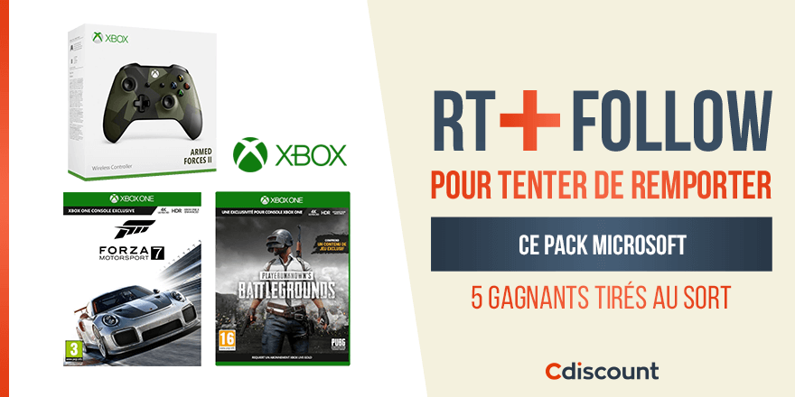 Cdiscount's tweet photo. 🎁 #Concours

👉 Tentez de remporter ce pack Xbox à l'occasion des 7 Jours Microsoft : https://t.co/BGepYFSsqf !

🔸 Pour tenter votre chance : 
1) #RT ce tweet
2) Follow @Cdiscount

TAS 07/03 https://t.co/P07gwmzB42