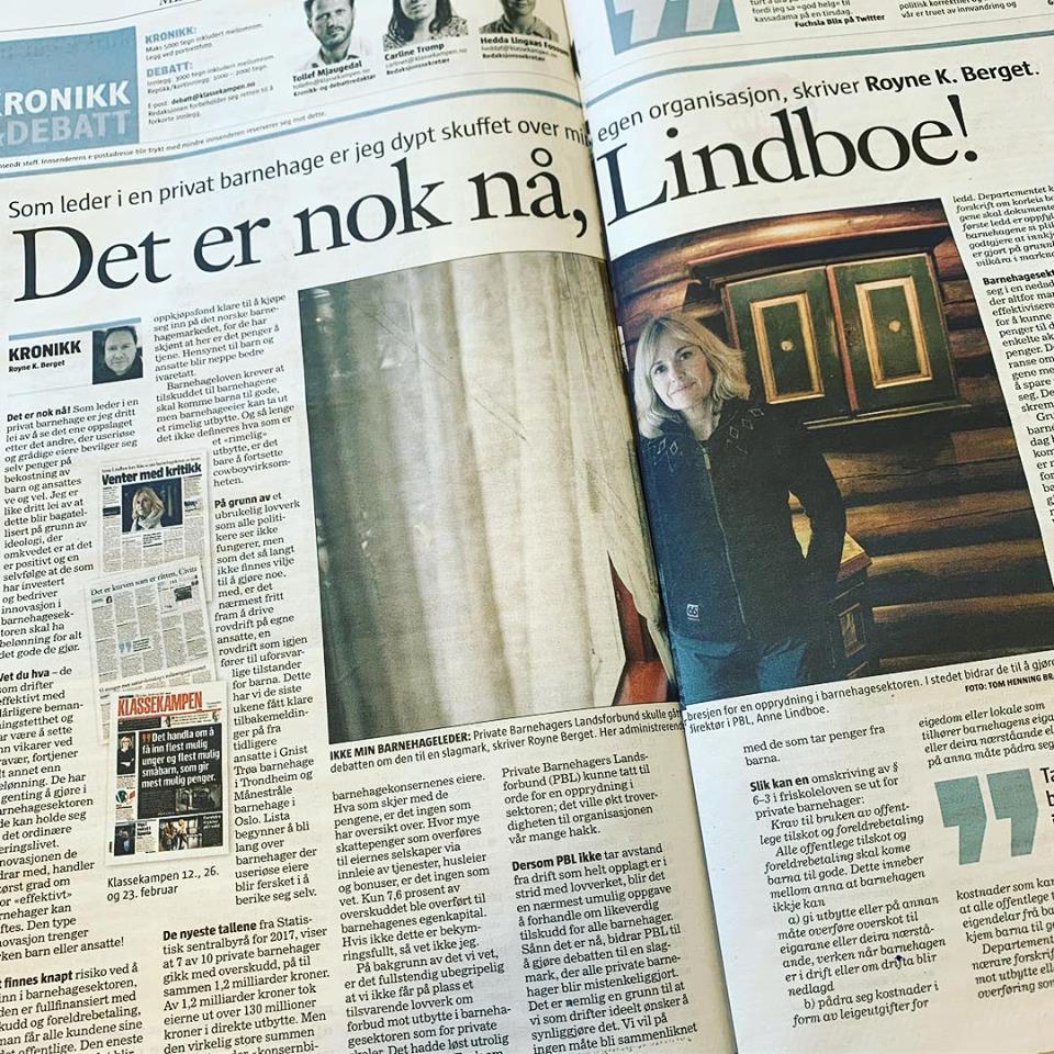 Nå hever PBLs egne medlemmer stemmen mot organisasjonens fornektelse av superprofitten i de kommersielle barnehagene. Royne Berget, leder av en ideell, foreldreeid barnehage, har fått nok og oppfordrer direktør Anne Lindboe å ta til orde for en opprydding i sektoren!💪#barnehage