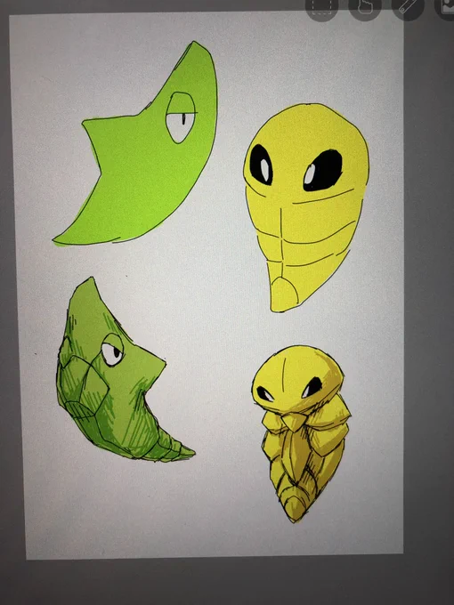 友達に言われうろ覚えトランセル、コクーンを描いた見て描かないとこんなに酷い 