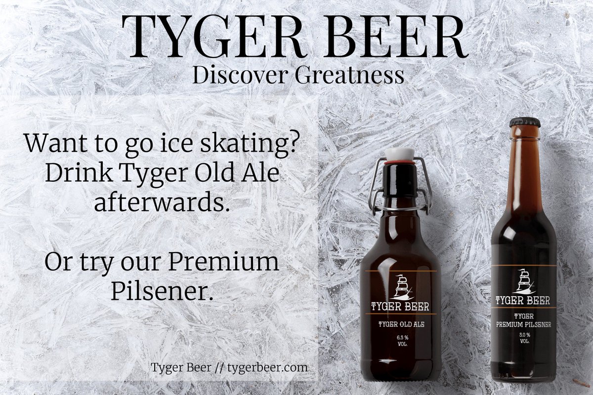TygerBeer's tweet photo. On a side note: do you want to go ice skating? Drink our Tyger Old Ale afterwards. https://t.co/p22n3fwhSA