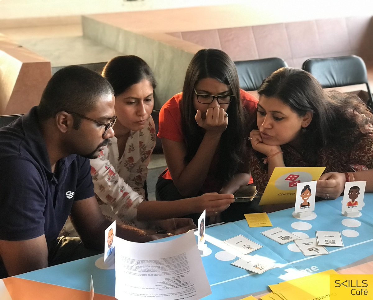SkillsCafe_'s tweet photo. In a world going high tech, it feels great to go high touch. Arguments, deep discussions, provocations, peer learning and self-reflection - everything one would want from an experiential learning tool. Here are pictures from the Skills Cafe' LeadCraft board game evening yesterday https://t.co/bCjsLSpreJ