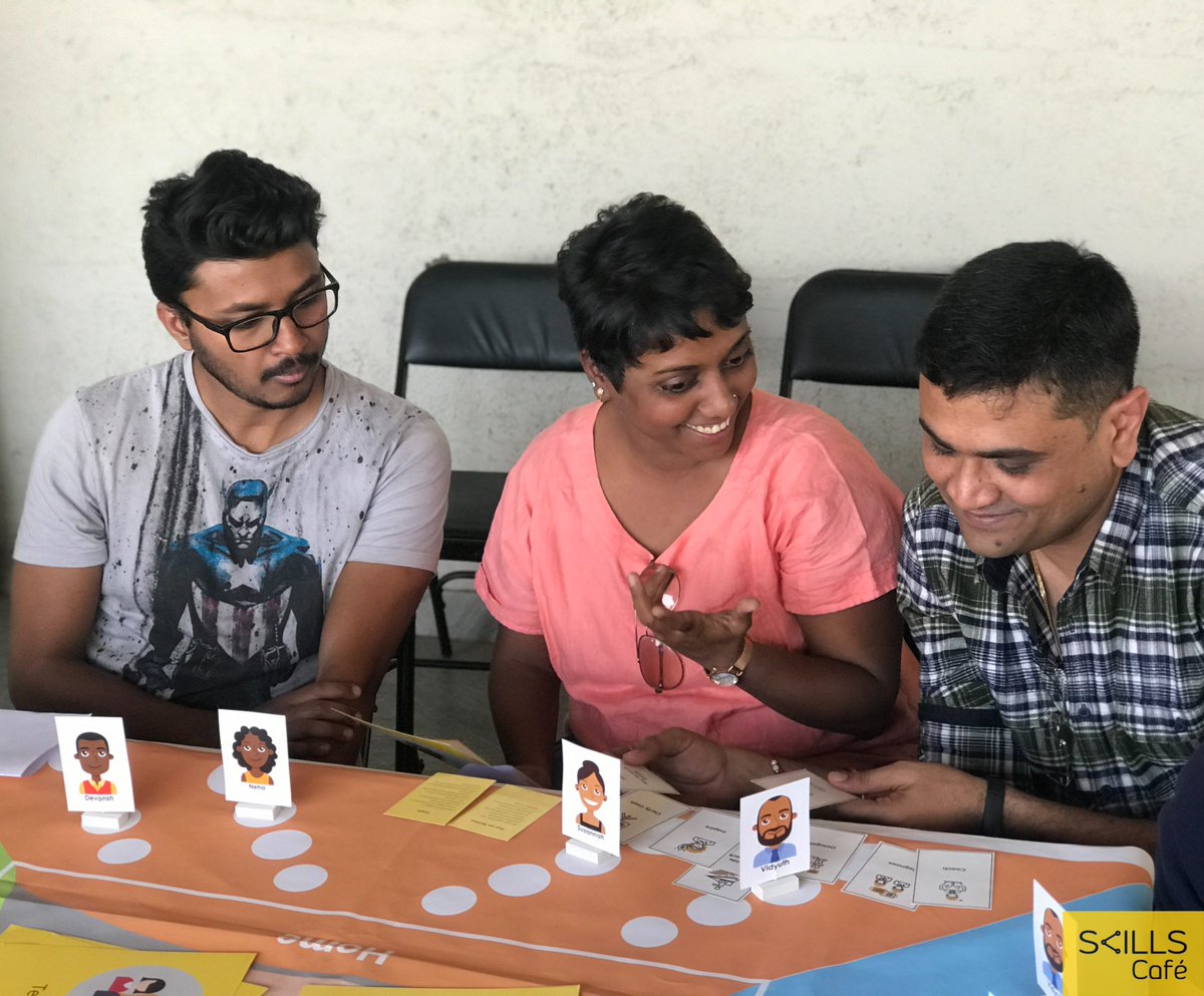 SkillsCafe_'s tweet photo. In a world going high tech, it feels great to go high touch. Arguments, deep discussions, provocations, peer learning and self-reflection - everything one would want from an experiential learning tool. Here are pictures from the Skills Cafe' LeadCraft board game evening yesterday https://t.co/bCjsLSpreJ