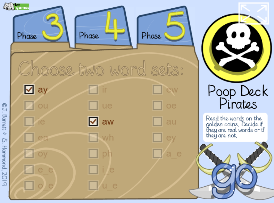 ictgames's tweet photo. Poop Deck Pirates has been updated. It's a reading game based on 'Buried Treasure', (Letters &amp; Sounds). Choose from any Phase 3, 4 or 5 sounds. Great for a whole class or small group activity in Year One.
https://t.co/nset6OxjZ3
#tabletFriendly #free https://t.co/zy4MPiFHBl