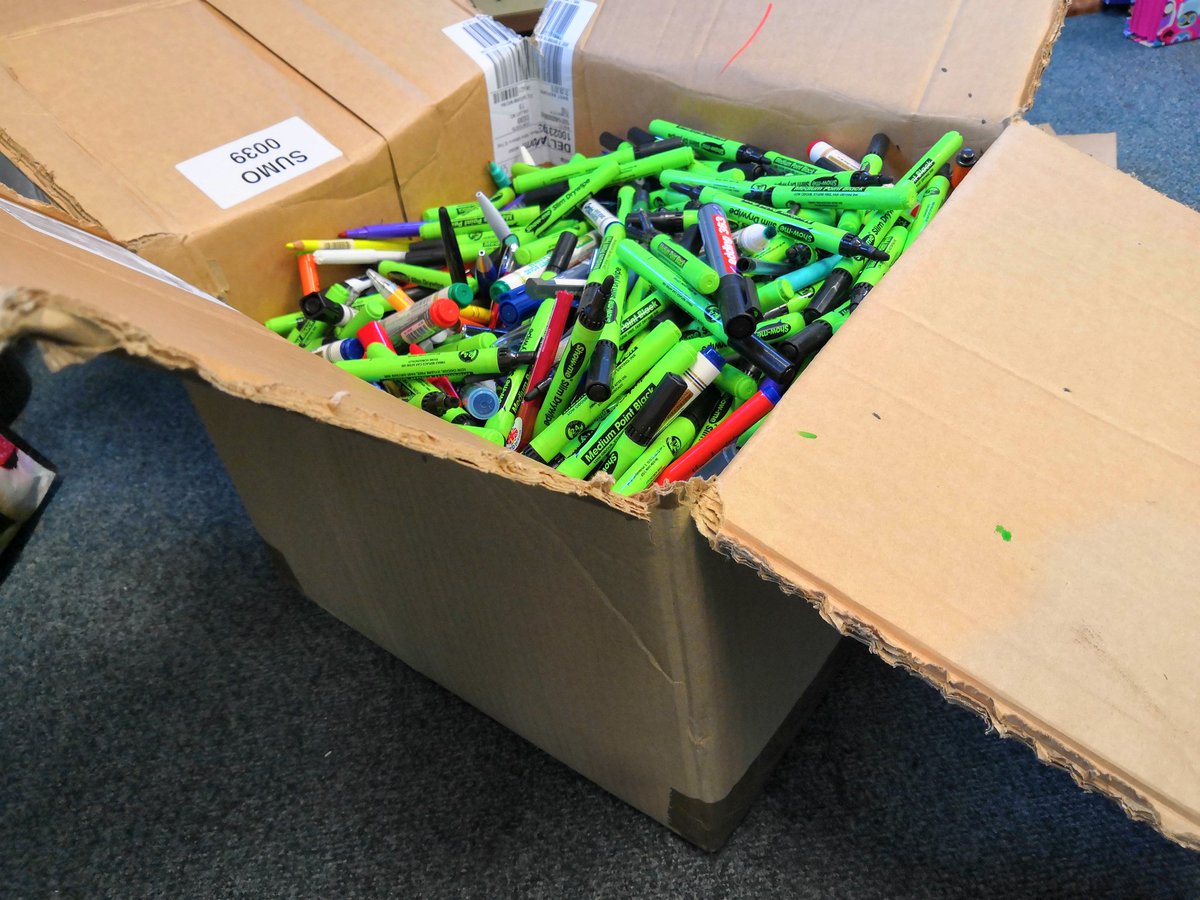 BWSPrep's tweet photo. Our first 15kg shipment of old pens ready to be collected and recycled. These would otherwise have gone to landfill! Well done everybody - let's keep up the great work! #plastic #terracycle https://t.co/JLdIzmnZ9j