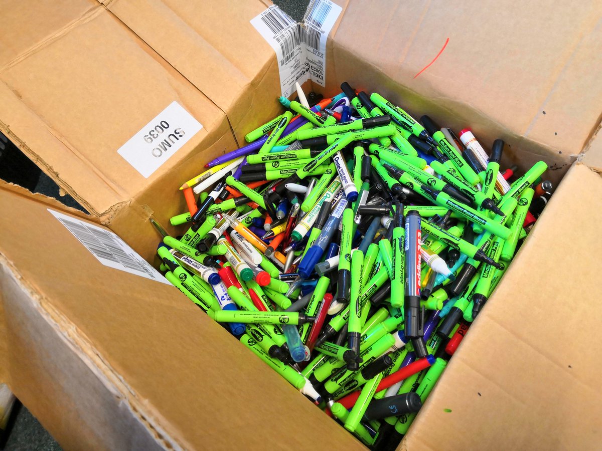 BWSPrep's tweet photo. Our first 15kg shipment of old pens ready to be collected and recycled. These would otherwise have gone to landfill! Well done everybody - let's keep up the great work! #plastic #terracycle https://t.co/JLdIzmnZ9j