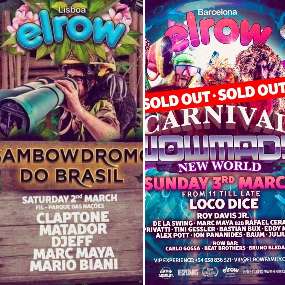 Fin de semana completo, nos vemos en Lisboa y Viladecans con los carnavales de <a href="/elrow_/">elrow</a> ! 🙌🙌🙌