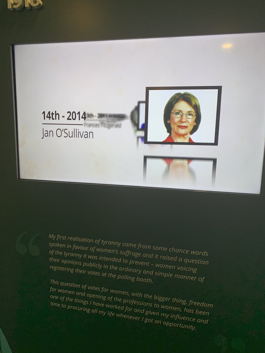 Managed to catch the fantastic 100 years of women in public life exhibition well done @sinead_mccoole and great to see our own number 14 @JanOSullivanTD as part of it. Its on in city hall and it’s FREE too. Go see it!!  #votail100