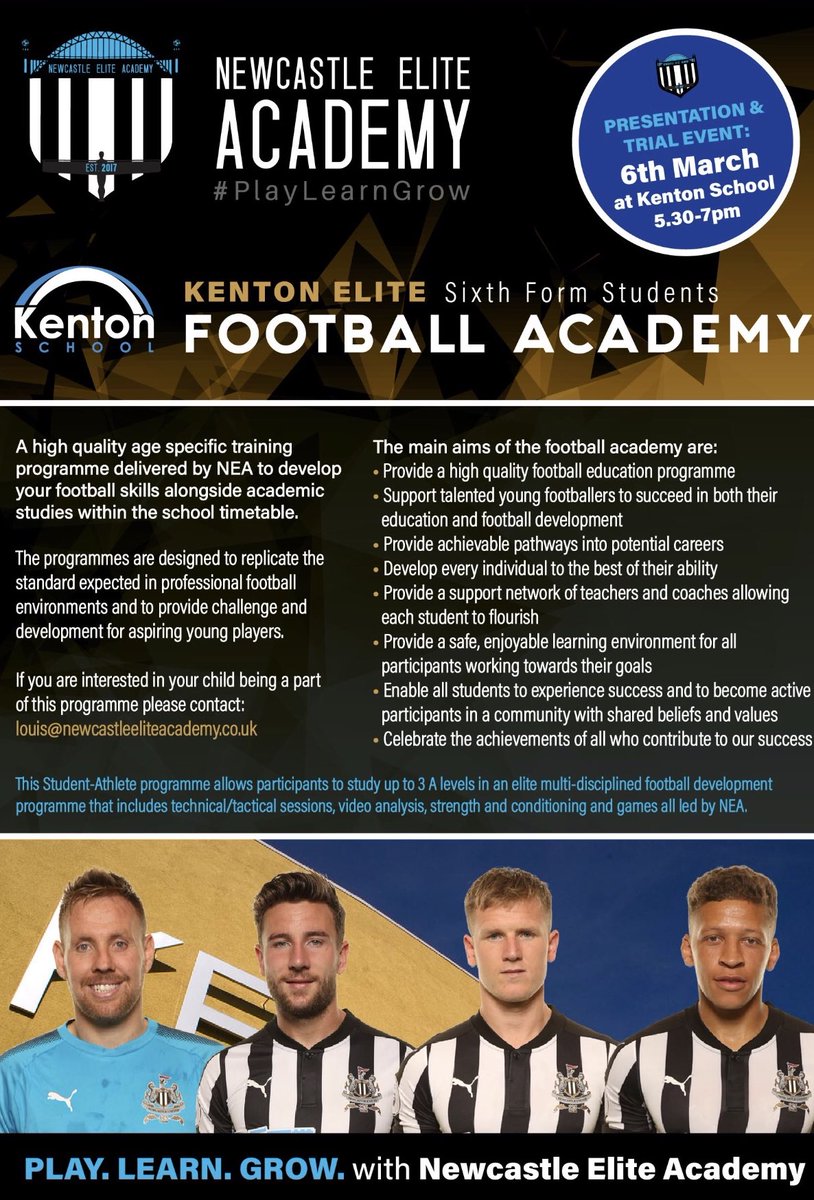 Time is running out to book your place for Wednesday 6th March trials - academic and football progress together! @RedHouseFarmFC @MontagueFC @NEliteAcademy @walkercentralf1 @nwefcofficial @newbiggenhall @WallsendBoysFC @NorthumFA @newcastlebc @kpcafc