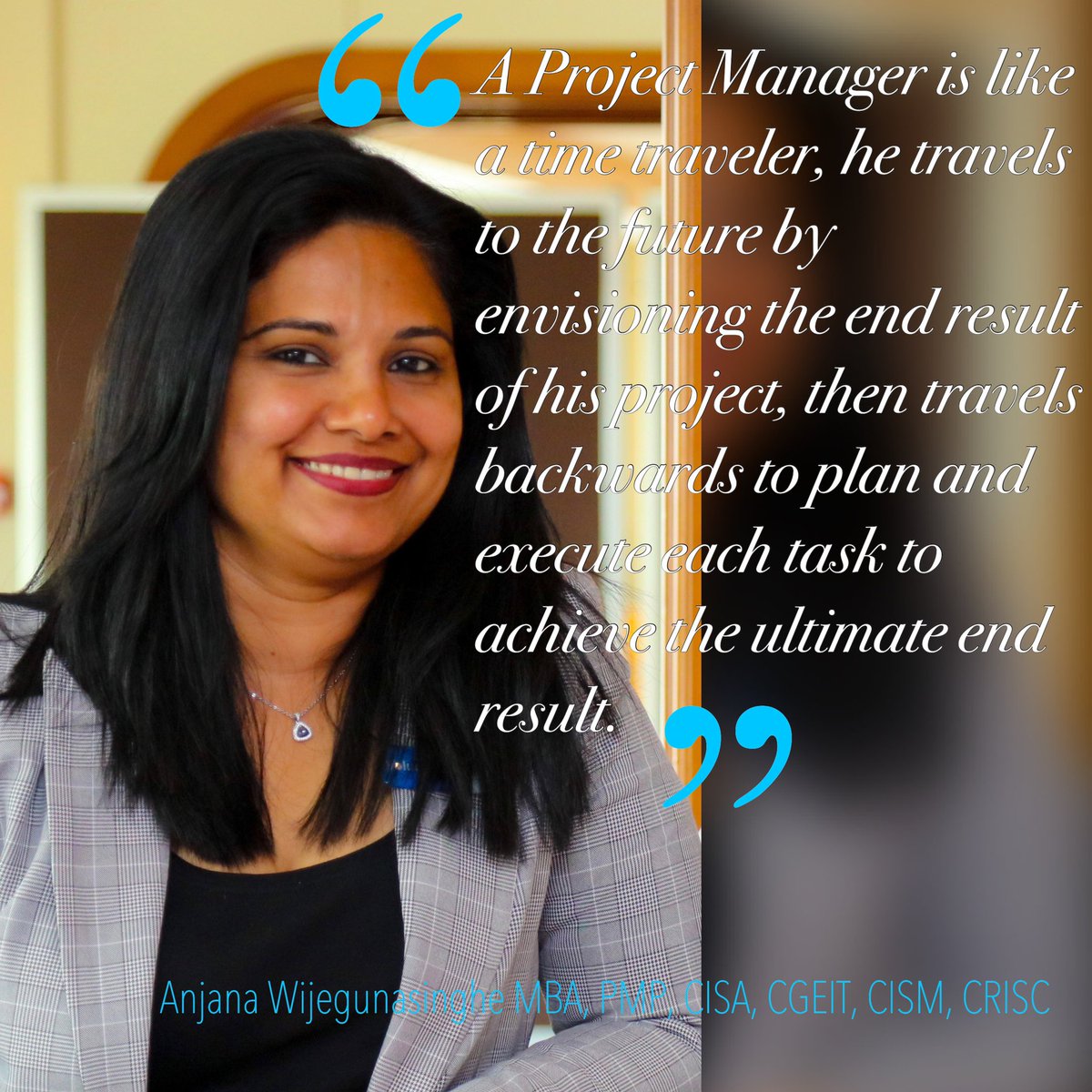 #PMIUAE Chapter Member Quote Series | Anjana Wijegunasinghe has over 17 years experience in the project management industry! Anjana is a PMIUAE chapter member and volunteer! We are very proud to have her on our team. #pmiuae #pmi #quotes #projectmanagement #volunteer