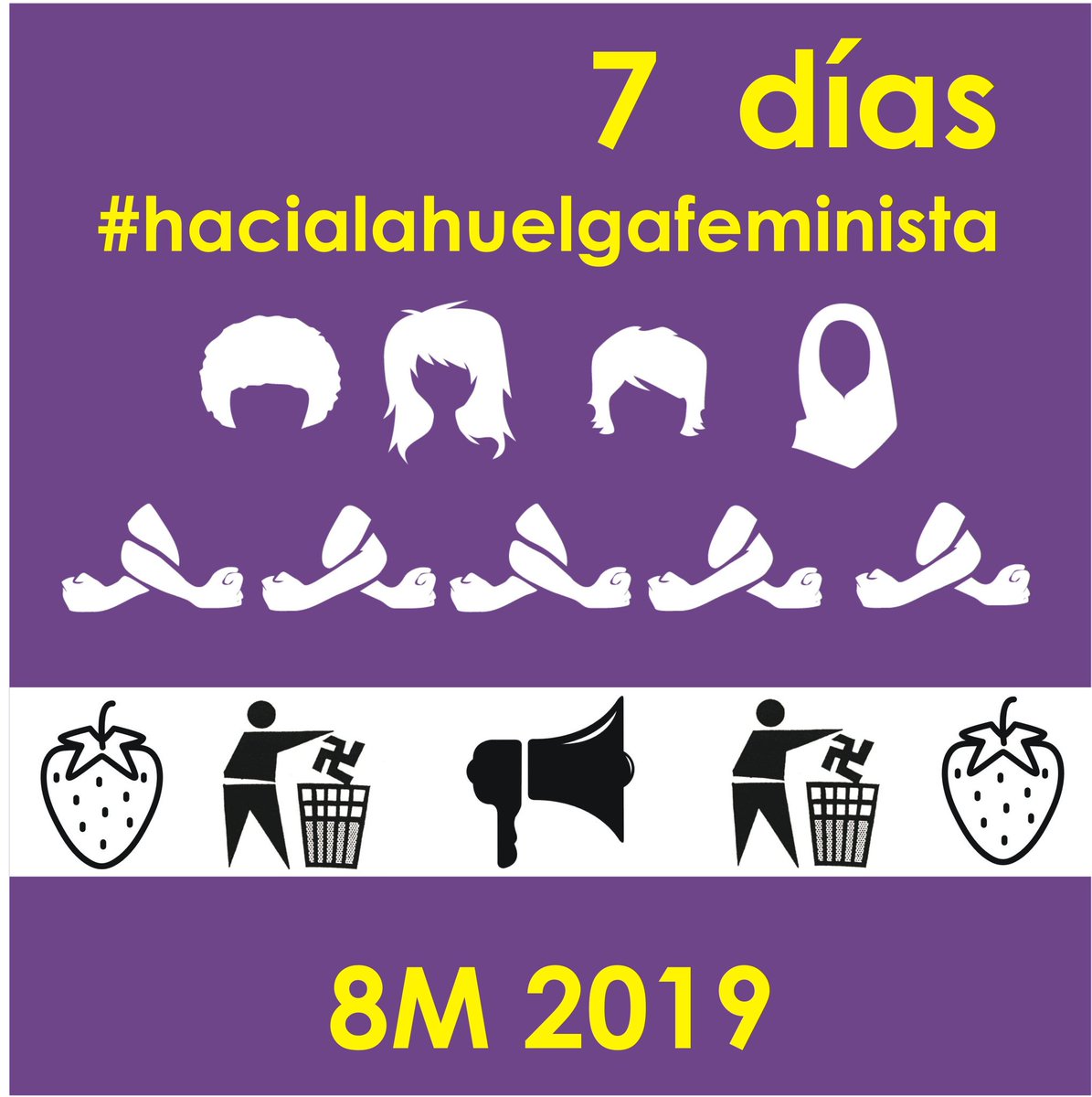 Comienza la cuenta atrás! 🤩 #HaciaLaHuelgaFeminista2019
El #8M2019 paramos el mundo 🌎

#8DiasDeRevuelta
#8DiesDeRevoltaFeminista
#8Dias8Movidas
#Las8del8M

Hoy 1M empezamos gritando bien alto frente a los CIEs de Aluche y Algeciras 📢 #PatriarcadoyCapitalAlianzaColonial #CIEsNO