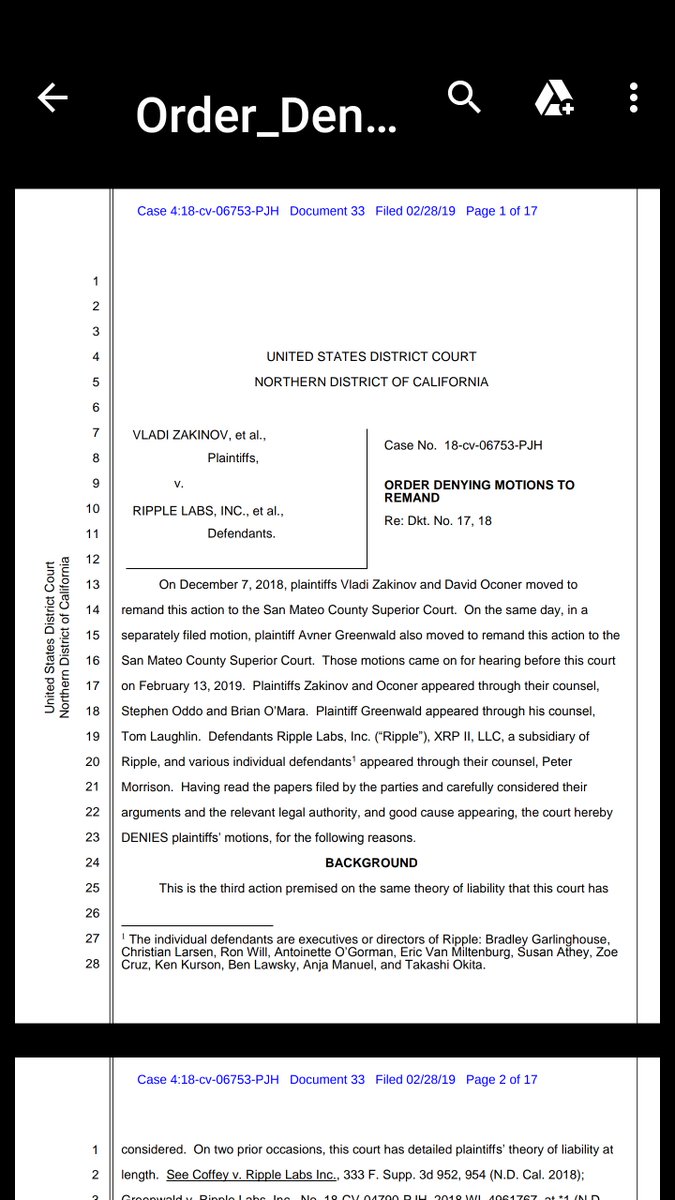 wendosaysno's tweet photo. The latest in the Ripple court case: motion denied to take the cases to state court. Federal it is! #XRP 
#XRPcommunity https://t.co/xzjpak4svV