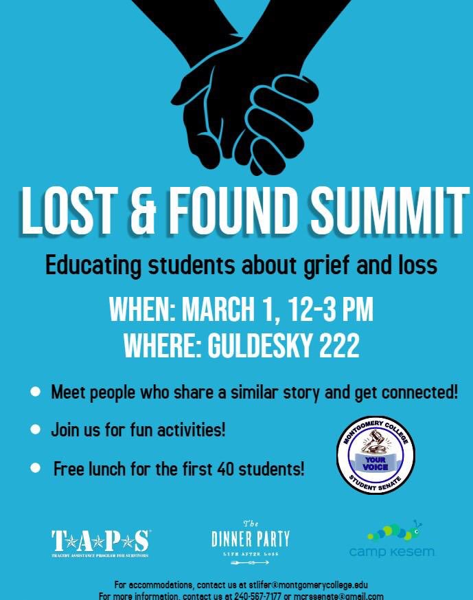 mcrsenate's tweet photo. We have all experienced a loss in our lives, but itโs our community that makes us stronger.
Join us today at @montgomerycoll to learn more about coping with grief and loss.
Lunch provided for the first 40 students.
#rvstudentsenate https://t.co/ShzKsCMqMa