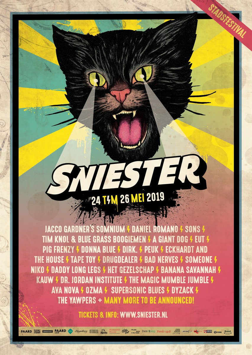 Daar zijn ze dan: de eerste namen van #sniester2019 🙌 
Nog geen kaarten? Haal ze via sniester.nl
...many more to be announced!