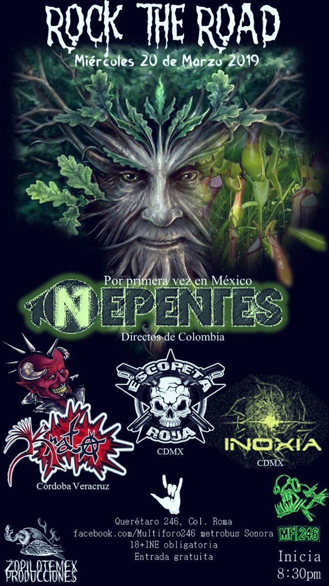 Barbanegrapro's tweet photo. Por primera vez en México @BarrioNepentes desde Colombia "Rock The Road" el miércoles 20 de marzo en @MultiForo246 junto a @InoxiaBand @escopetaroja @Krata10 Tour Para los que Piensan Diferente. #CDMX #Rockcolombiano https://t.co/7sbPhOuXqo