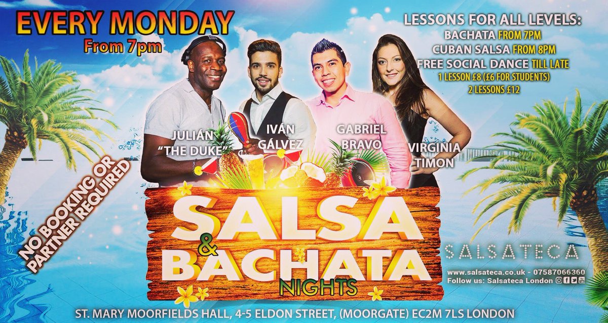 MONDAYS: START THE WEEK WITH SALSATECA TEAM.!!
Cuban Salsa &amp; Bachata for everyone in Moorgate from 7pm till late..!! 
🗣salsateca.co.uk
#salsa #bachata #cuban #dancing #london #moorgate