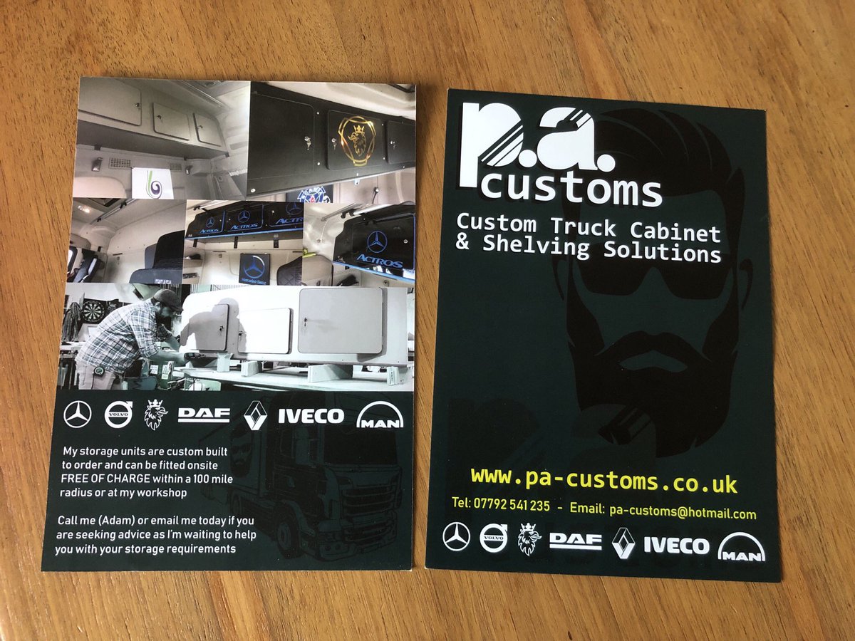 PaCustoms's tweet image. My new flyers have landed thanks to Richard Price for his amazing work, and look my favourite black and blue Actros James Bradford boom