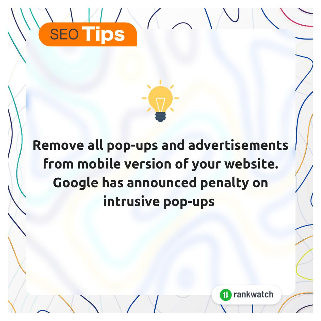 RankWatch's tweet image. Opt for alternatives to pop-ups

#SEO #seotips #optimisationtips #seosolutions #seosoftware
#digitalmarketing  #instadigitalmarketing #SEM #website #SEOlearning #SMM