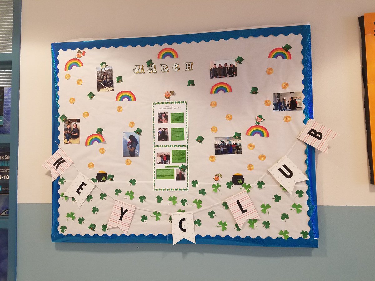 MECHS_Key_Club's tweet photo. Key club wishes you a pot of gold at the end of a rainbow 🍀 Our NEW bulletin board is officially up! Go check it out for the latest events 🌈 https://t.co/4leFd8TWxJ