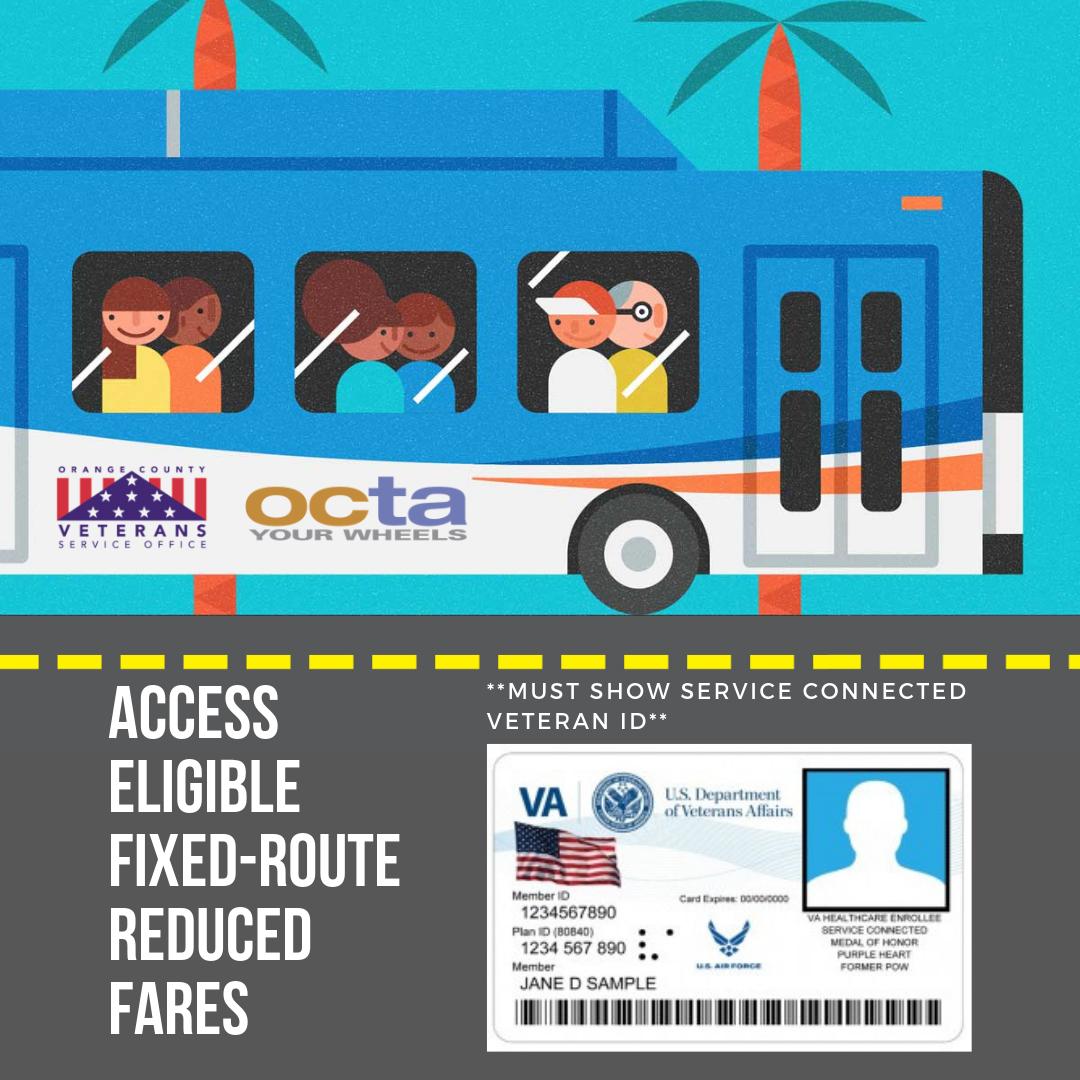 oc_vso's tweet image. Veterans with disabilities can enjoy riding @OCTABusUpdates using a reduced fare. Veterans must show proper identification when purchasing and using a reduced fare.
#OCVSO #OCBus #SaluteATroopSaturday