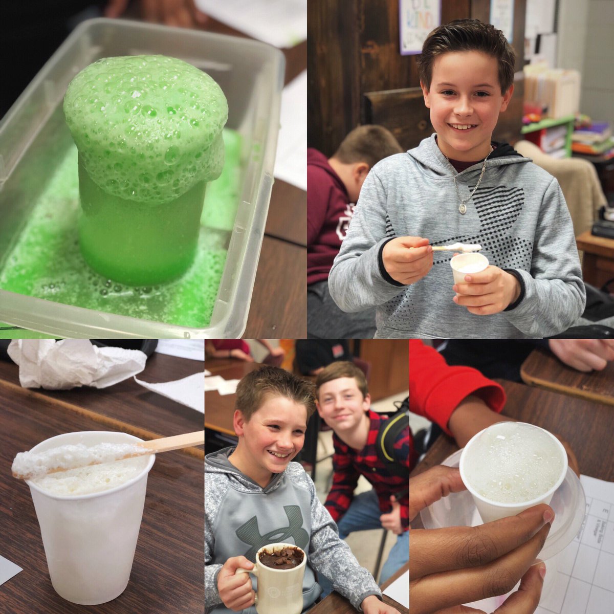 EastWebsterElem's tweet photo. Mrs. Dodd’s 5th grade scientists have been learning about physical and chemical changes through hands-on experiments and baking. 👩‍🍳🧪💚🧫🌡 #chemicalchanges #bakingcakes #learningthroughlabs https://t.co/My5Nz5owzJ