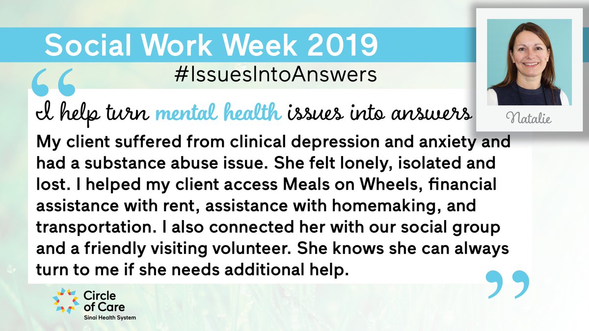 CircleofCareOnt's tweet photo. Natalie helps turn mental health issues into answers #IssuesIntoAnswers #SocialWorkWeek https://t.co/WoYxsilxMG