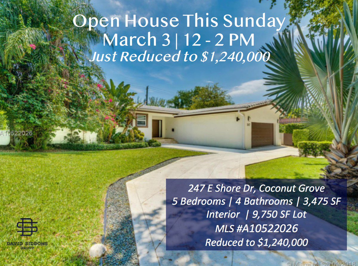 SiddonsRealtor's tweet photo. 5 #MiamiOpenHouses this Weekend in #CoconutGrove and #HighPines!
📍3900 Battersea Rd
🔗https://t.co/52KPs415Q4 …
📍1723 Tigertail Av
🔗https://t.co/vIBXrvkkwh …
📍251 E Shore Dr
🔗https://t.co/DBxkbfqTWq …
📍247 E Shore Dr
🔗https://t.co/u94rOuGCCF …
#miamihomesforsale https://t.co/TNTqi0Cmth