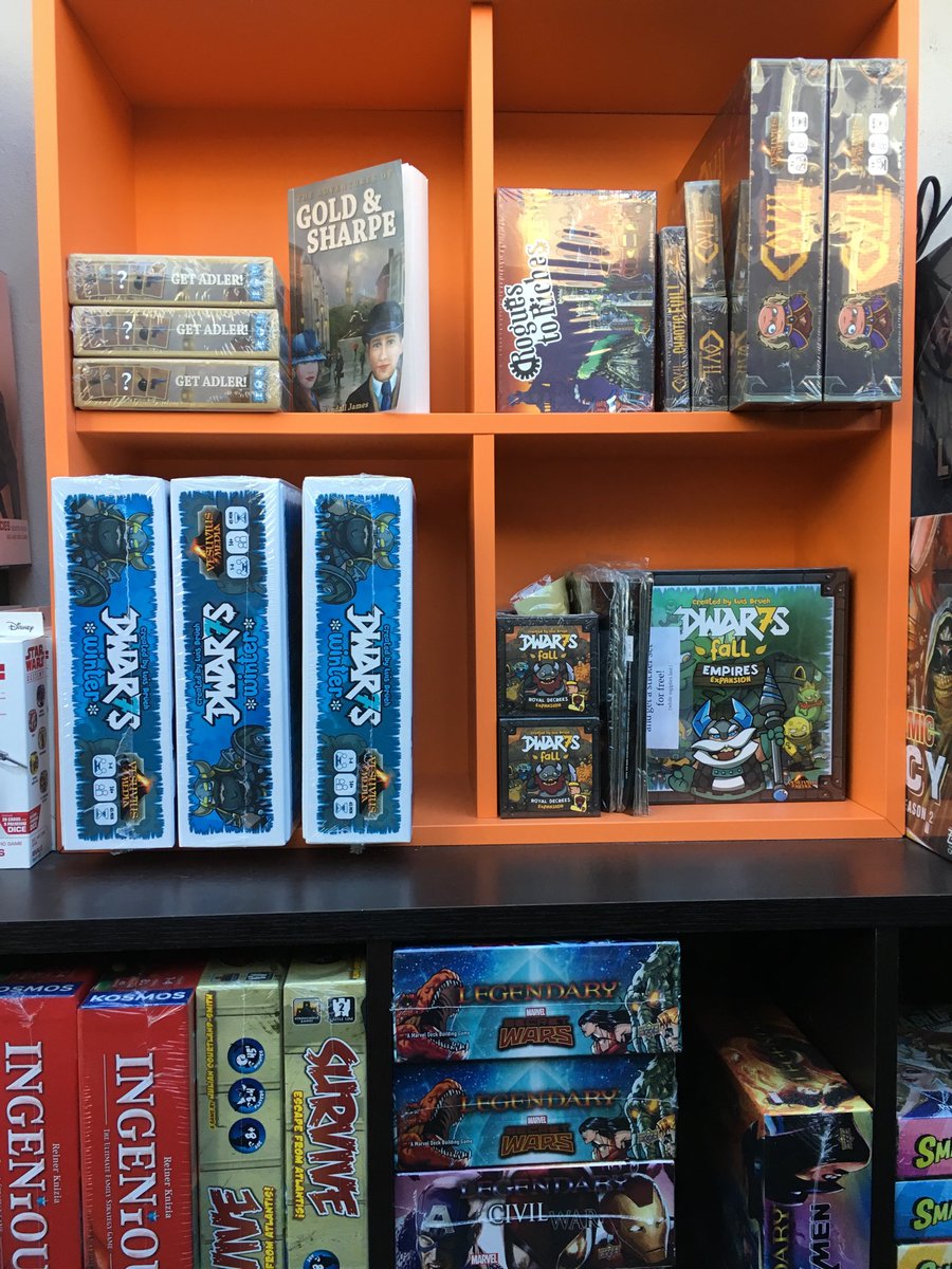 Vesuvius_Media's tweet photo. Nice selection of #NovaScotia designed & developed #boardgames @TheBoardRoomGC! Try them out at the cafe with yummy snacks, then take home for even more fun 😁 #tabletopgaming #Halifax #TGIF #covil #dwar7s #dwar7sfall #dwar7swinter #roguestoriches #getadler #buylocal https://t.co/XA8c9PIbNW