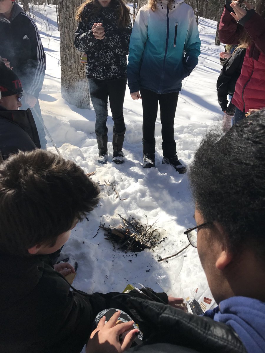 Grade8JDH's tweet photo. Exploring principles of heat with a fire 🔥 on top of the snow @JDHodgsonES @TLDSB_EE and some s’mores #tldsblearns #handsonlearning https://t.co/MqPtc5HdVd