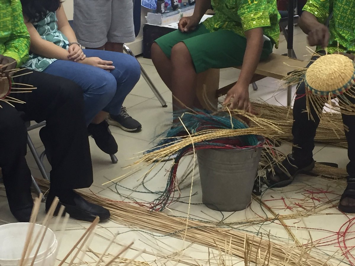 LCSGhanaMS's tweet photo. Ghana week basket weaving. Students learn the secrets of the process from teachers and students from New Horuzon School. #LCSroar https://t.co/VvsAXUFgSm